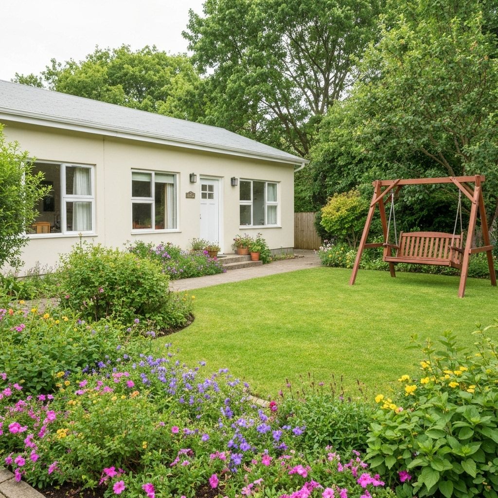 Toledo sober living facility exterior with garden - safe recovery housing in Toledo Ohio